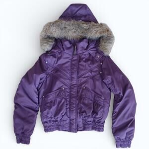 VTG Y2K Paris Blues Purple Puffer Jacket M